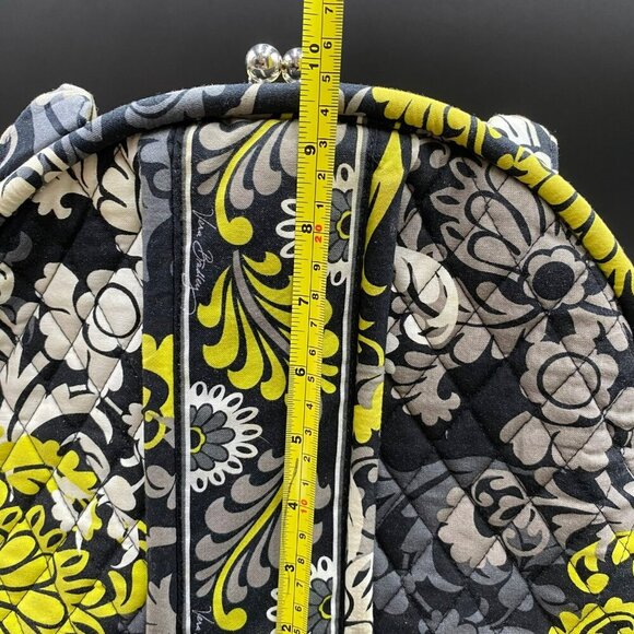 Vera Bradley Retired Yellow Black Baroque Eloise Kisslock Satchel Handbag - Picture 13 of 13